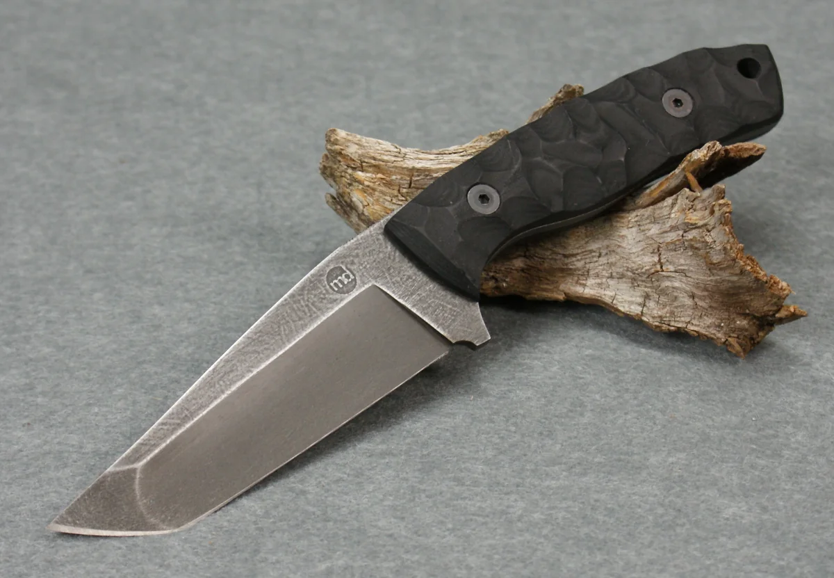 EDC Messer aus Carbonstahl Klinge Tantoform Baumwollmicartagriff