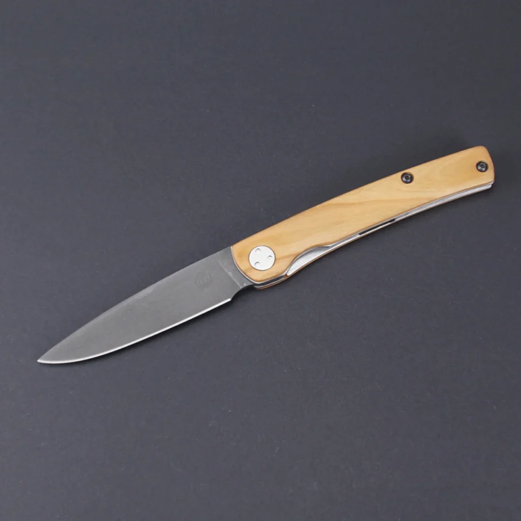 Handgefertigtes Klappmesser Linerlock Kirschholzgriff schwarze Klinge