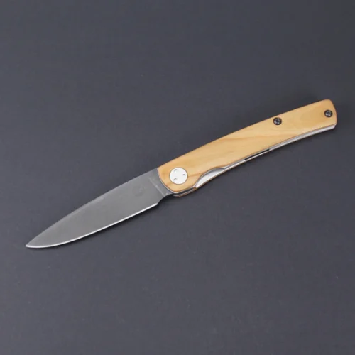 Handgefertigtes Klappmesser Linerlock Kirschholzgriff schwarze Klinge