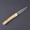 Handgefertigtes Klappmesser Linerlock Kirschholzgriff schwarze Klinge