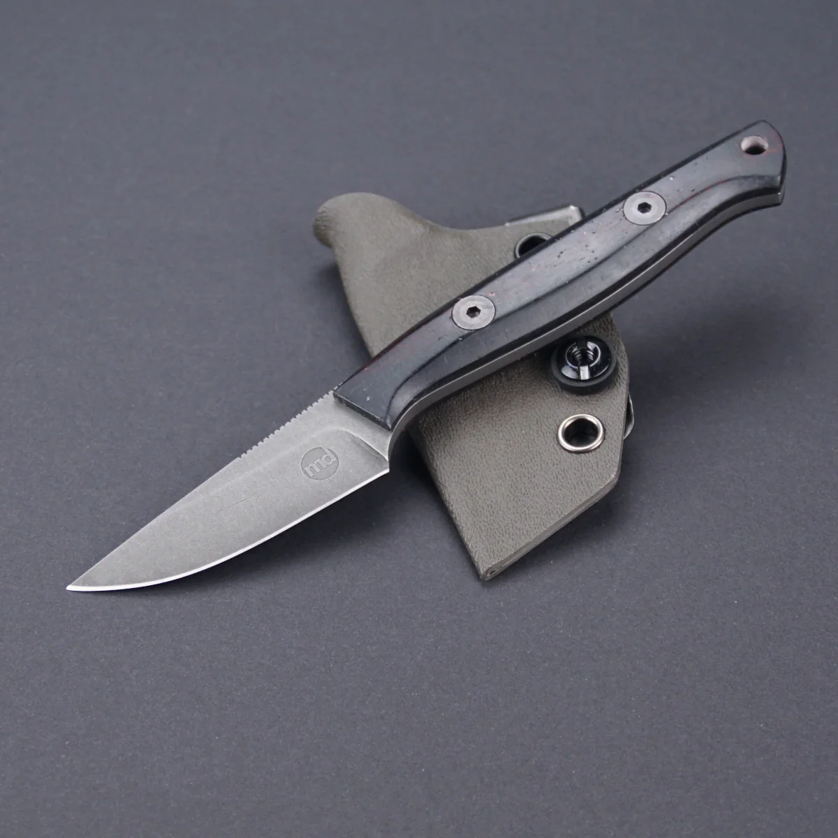 EDC Messer Wolldeckenmicarta Griff schwarz geätzt