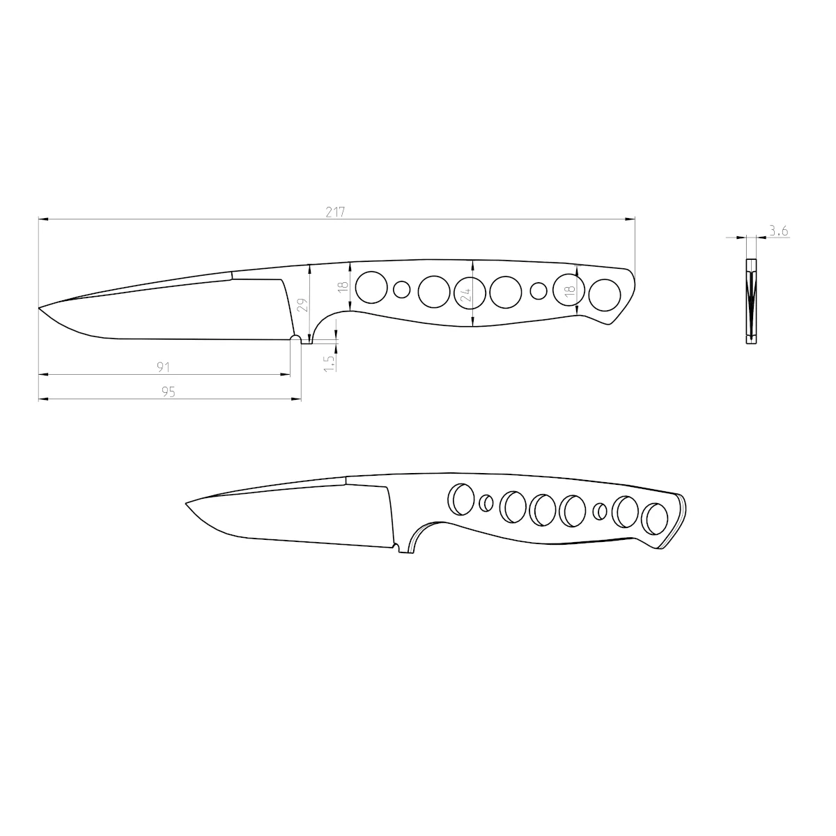 Jagdmesser Zeichnung Details